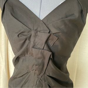 Magaschoni Collection black hourglass dress with pleated bodice accents, size 12